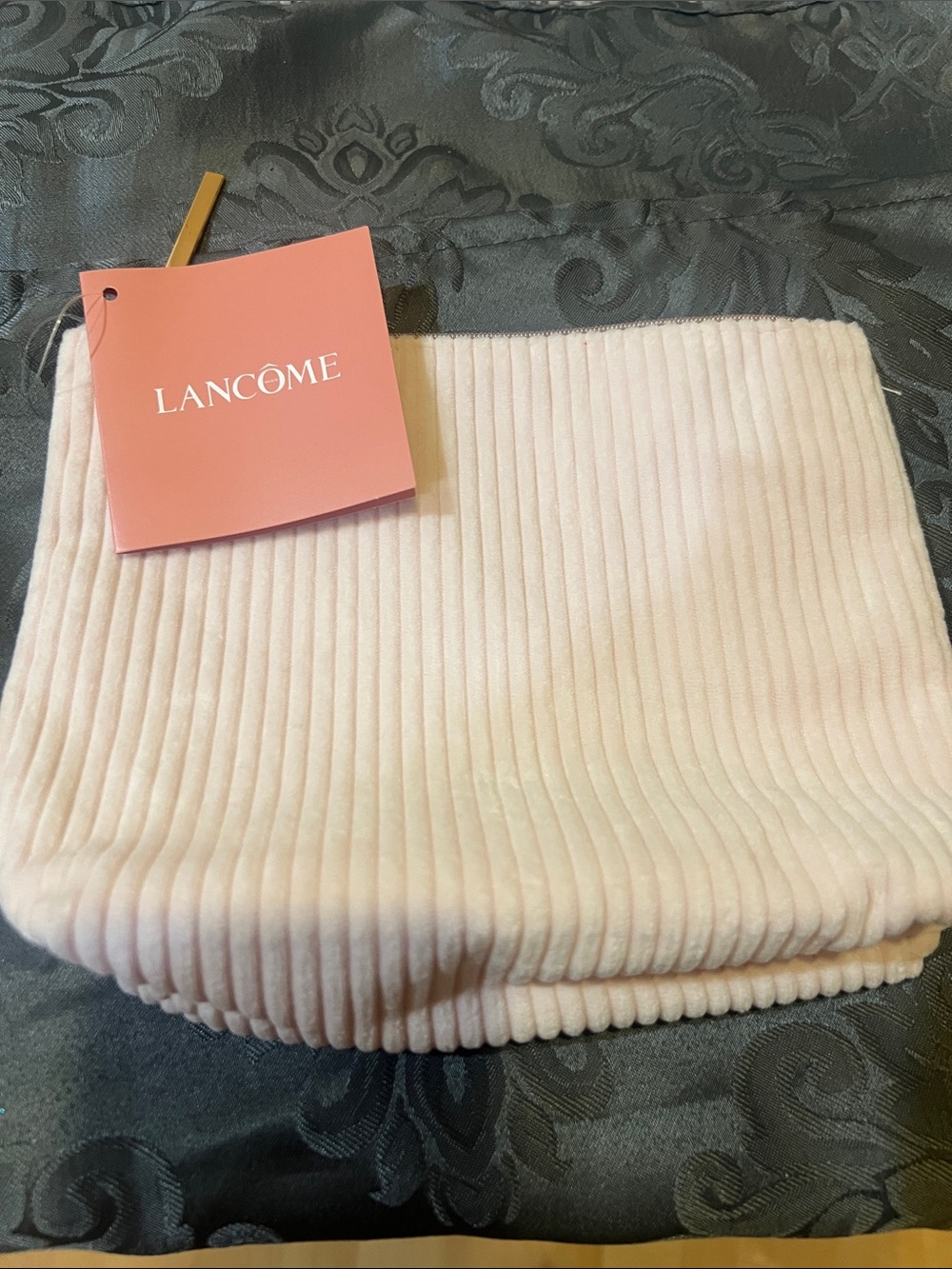 Lancôme Ribbed Velvet Light Pink Makeup Pouch with new mascara samples